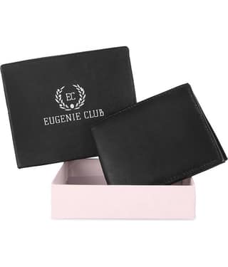 Eugenie Club Black 100% Leather Men's RFID Wallet,Regular Wallet ( Pack of 1 )