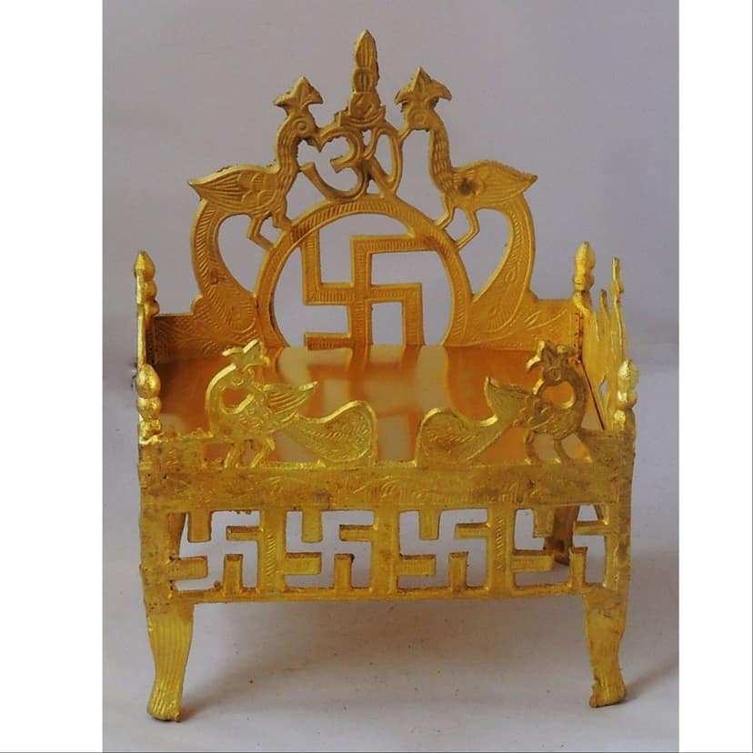 Heavy Quality Brass Singhasan Dhalai for God Idol | Mandir Decor Accessory, Height : 9.5 Inch (ZMAS324 G) view 2
