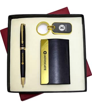 UJJi 3in1 Advocate Logo Set with Black Ball Pen, Keychain and ATM Card Holder