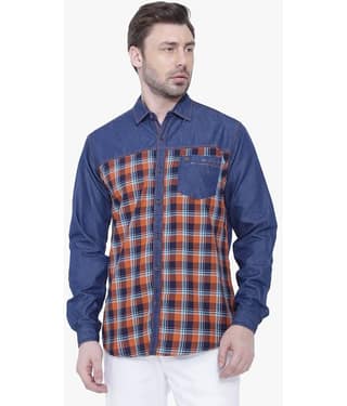 Kuons Avenue - Orange Denim Regular Fit Men's Casual Shirt ( Pack of 1 )
