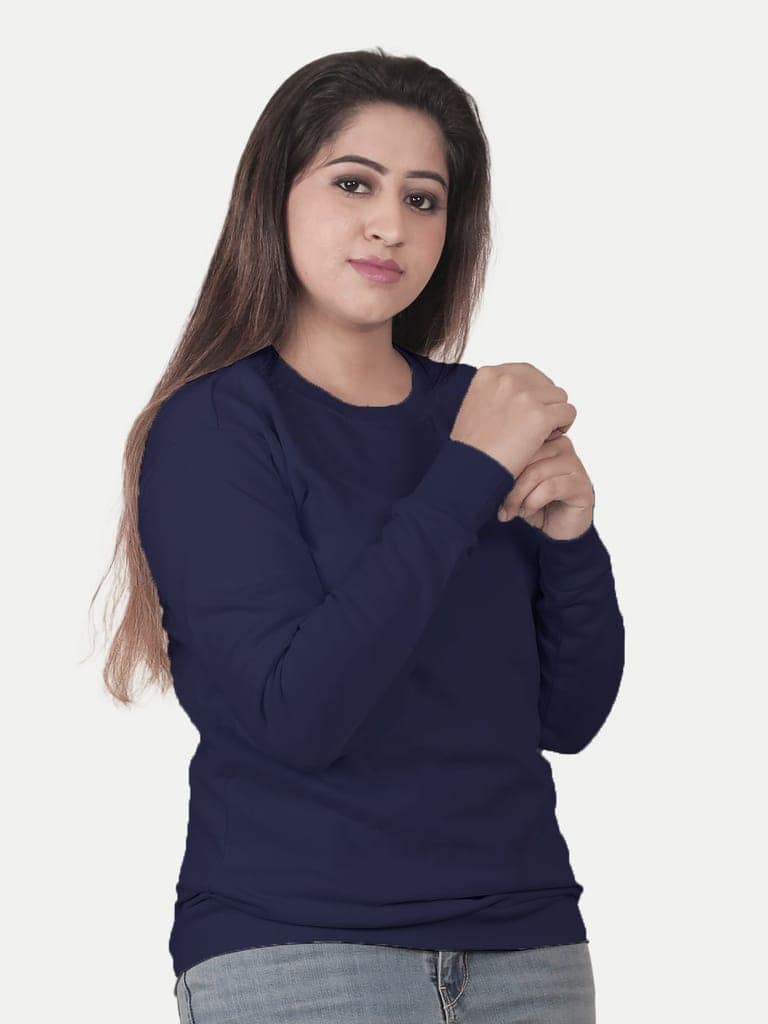 Women Solid Navy Pullover view 2