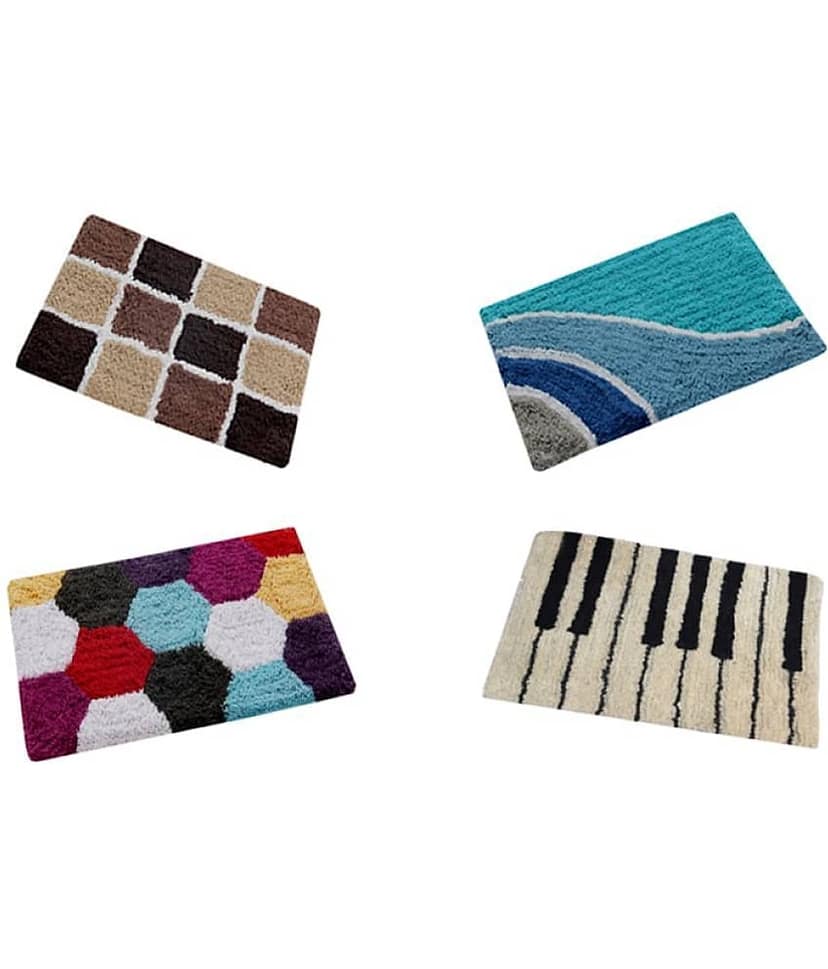Aazeem Antiskid Cotton Door Mat ( 60 X 40 cm ) Set of 4 Yellow view 2