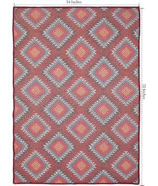 Aazeem Red Polyester Carpet Abstract 4x6 Ft
