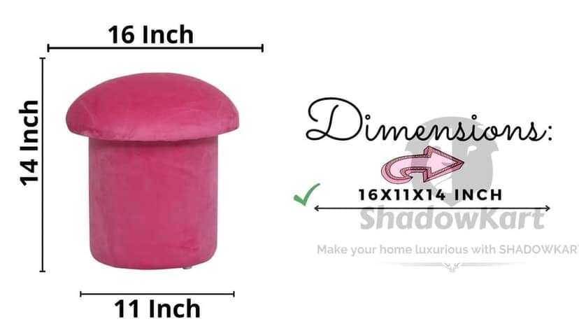 Shadowkart Pouffes Sitting Stool for Living Room, Make up Table Mudda Puffy Wooden Ottoman Stools, Pouffe Footstool, Poof for Room Decoration & Dressing Table, 16x11x14 Inch view 2