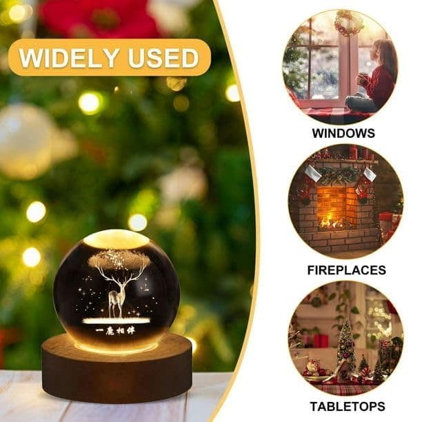 3D Crystal Ball Night Light ( Deer ) view 6