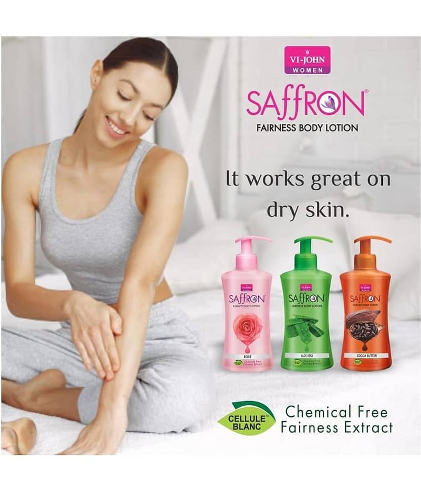 VI-JOHN Saffron Fairness Body Lotion Rose ,Aloevera & Cocoa Butte 250ml Pack of 3 view 2