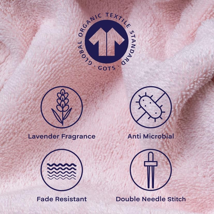 Feather & Spun Organic Cotton Bath Towel | Lavender Fragrance | GOTS Certified | Anti Microbial | Fade Resistant | Double Needle Stitch | 650 GSM | 76 cms x 137 cms view 5