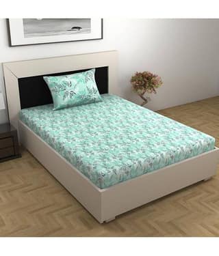DIVINE CASA Cotton Single Bedsheet ( Green )