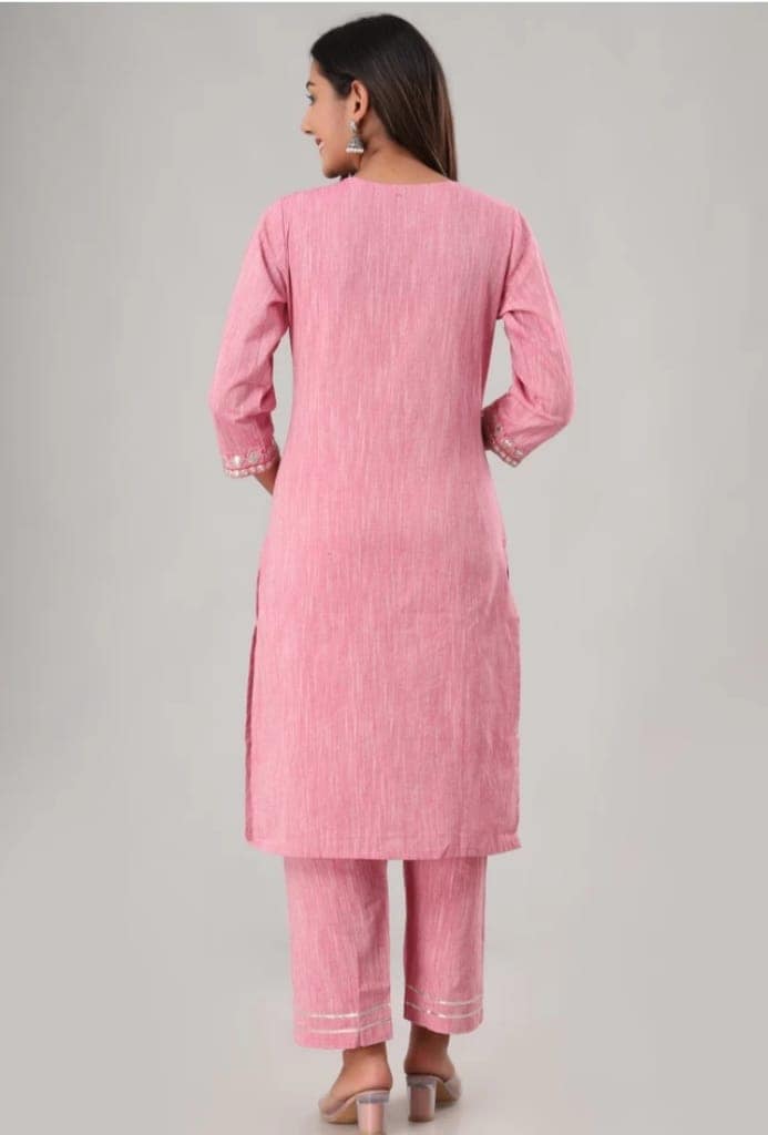 Cotton Women's Kurti and Pant, Pink view 2