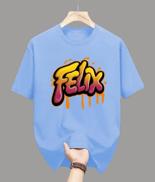 ELBATROSS Men Polyester Regular Fit Printed T-Shirt ( Sky Blue )
