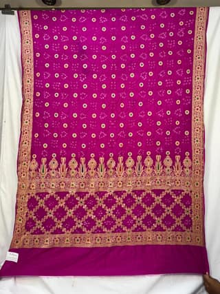 Kala Sanskruti All Over Pink Color Dupion Silk Bandhani Saree 6.5M with Blouse Piece Elegant Traditional Wear Bridal Saree for Women
