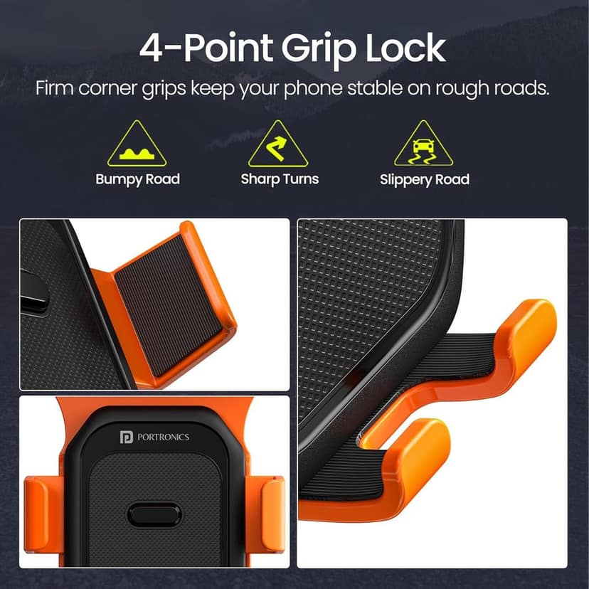 Portronics Mobike 5 Plus Mirror Mount Mobile Holder with Sunshade & Light Rain Protection view 3