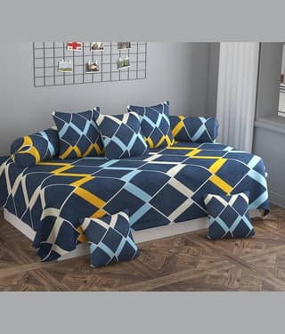 SHOMES Cotton Floral Diwan Set 8 Pcs -