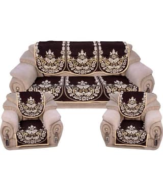 Decorista 5 Seater Cotton Set of 10 Sofa Cover Set