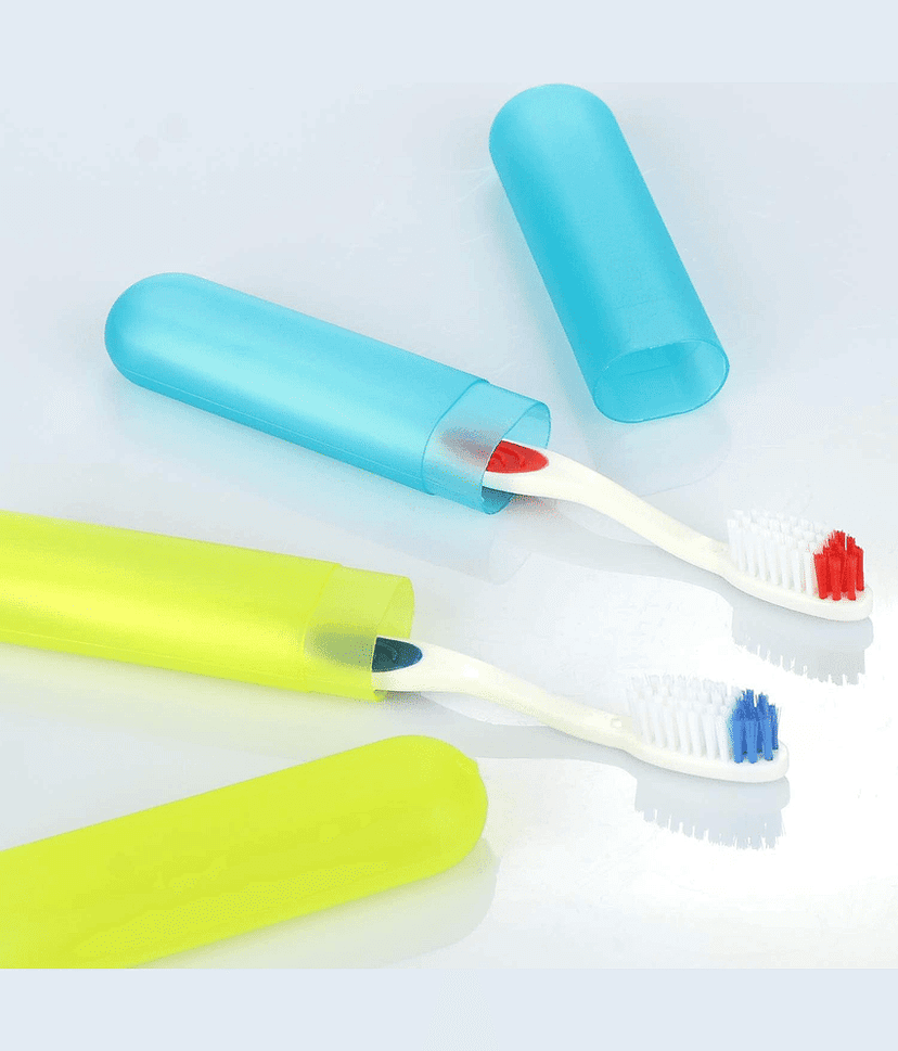 Toothbrush Holder 4 Pc - Plastic Anti-Bacterial Travel Protectors for Oral Care - Portable Brush Holder for Bathroom Wall, Trip & Travel - Multicolor Toothbrush Case Box & Cover Container Set view 2