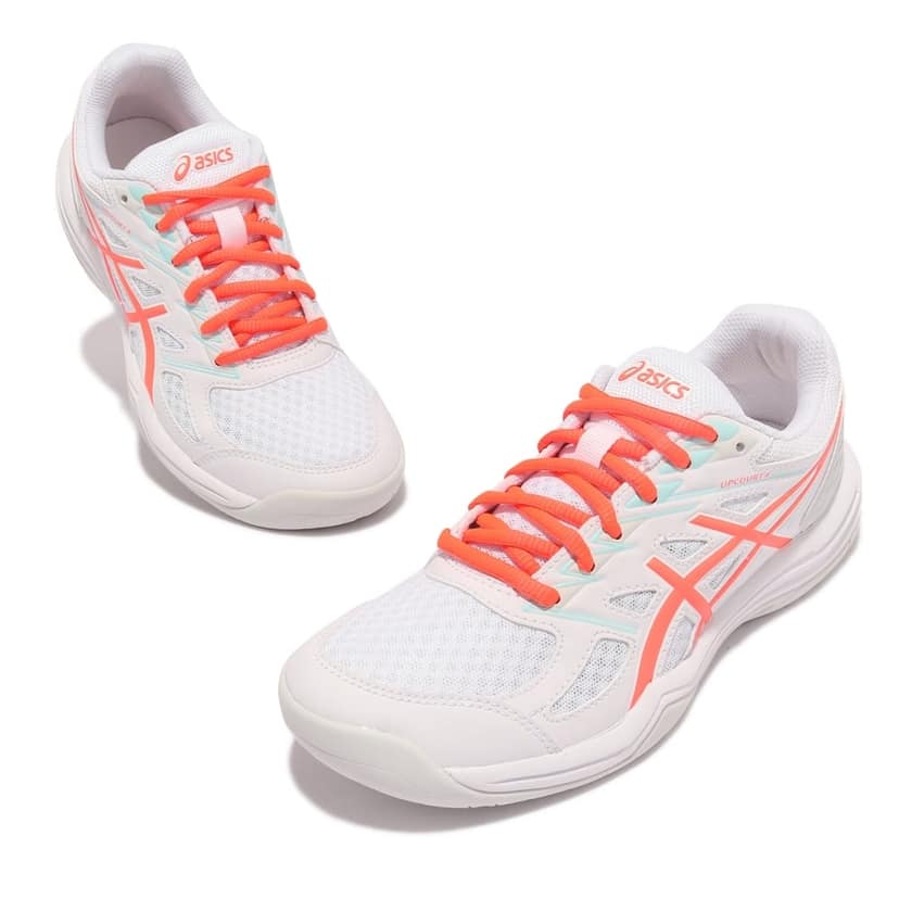 Asics Women's Upcourt 4 White Indoor Court Shoes view 3