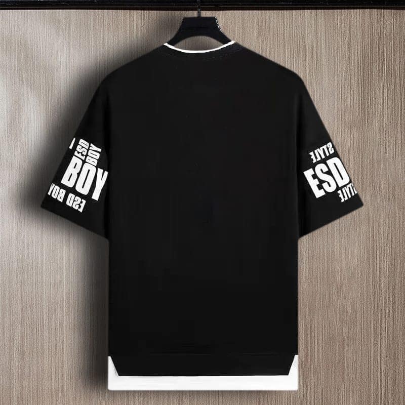SCOTT FINCHER Men's Black Tipped Neck Half sleeve Graphic Printed T-shirt : AA(TIPARN)BLACK_183 view 3