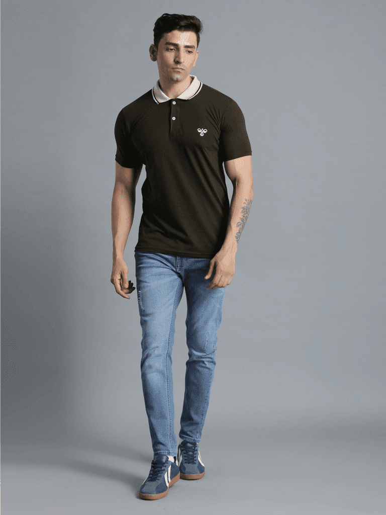 Marco Men Olive Polo T-Shirt view 7