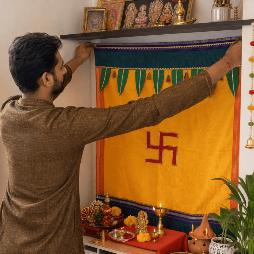 Decorative Pooja Backdrop for Traditional Event & Festival Decoration view 3