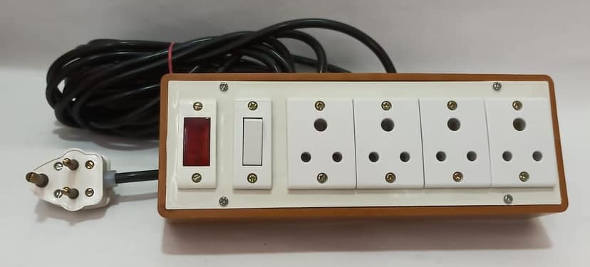 6A 4 Sockets (3 Pin Socket) & 1 Switch Extension Box with Indicator, 6A Plug & 30m Wire view 4