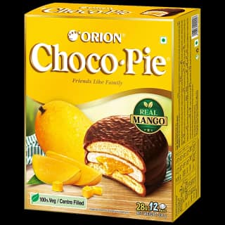 Orion Choco Pie With Real Mango - 100% Veg, Centre Filled, 336 Gm (12 Pcs X 28 G Each)