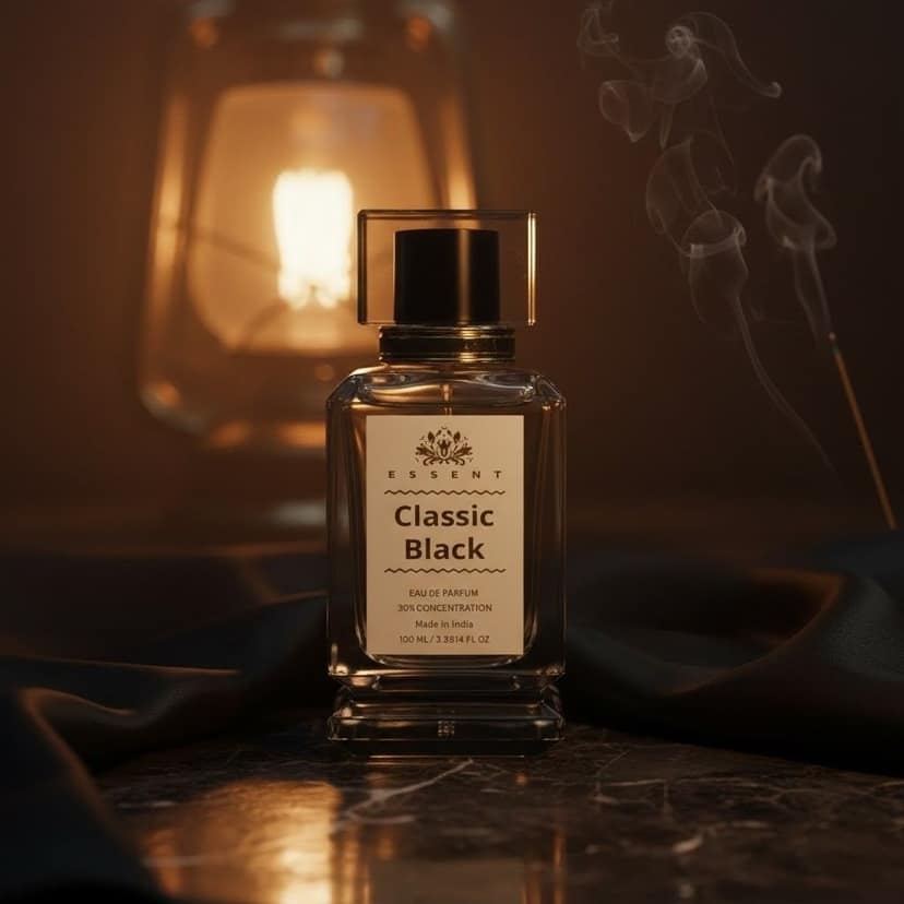 Essent Perfumes Classic Black For Him Eau de Parfum (EDP) – Powdery Woody Long Lasting Perfume – Men’s Fragrance