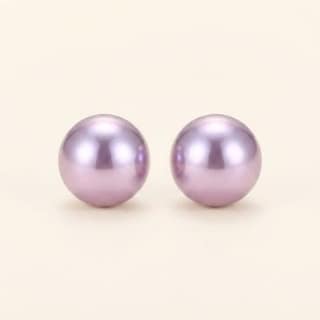 Pearl Button Studs - Lilac/Lavender Pearl | Gold-Tone Anti-Tarnish Imitation Jewellery