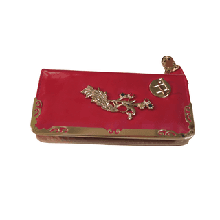 Red Envelope Wallet with Golden Phoenix and Crystal Accents