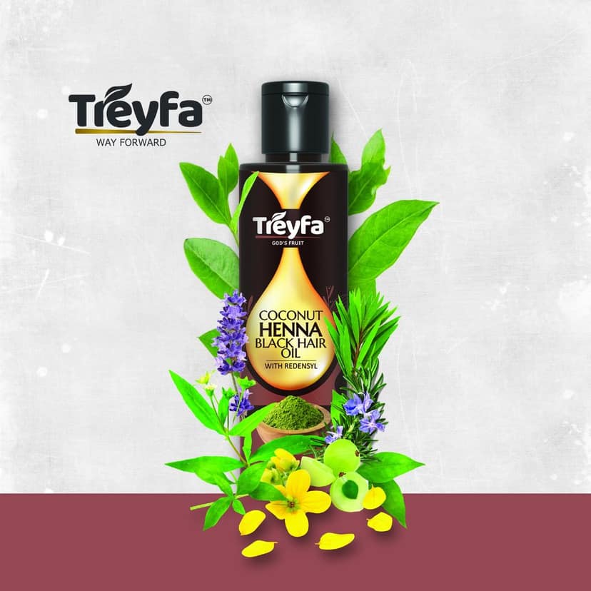 Treyfa coconut henna black hair oil for naturally black & healthy hair view 6