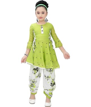 Cherry Tree Girls Cotton Blend Suit Set ( Green )