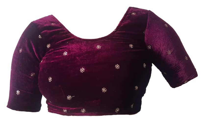 LUSTER Stylish Readymade Velvet Half Sleeve Blouse for Women (XX-Large, Wine) view 2