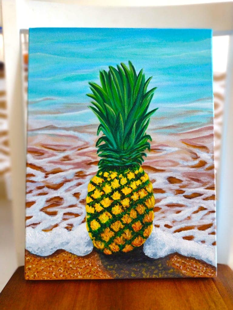 Handmade Acrylic Canvas Painting with in-built frame - "Beach Surprise!"