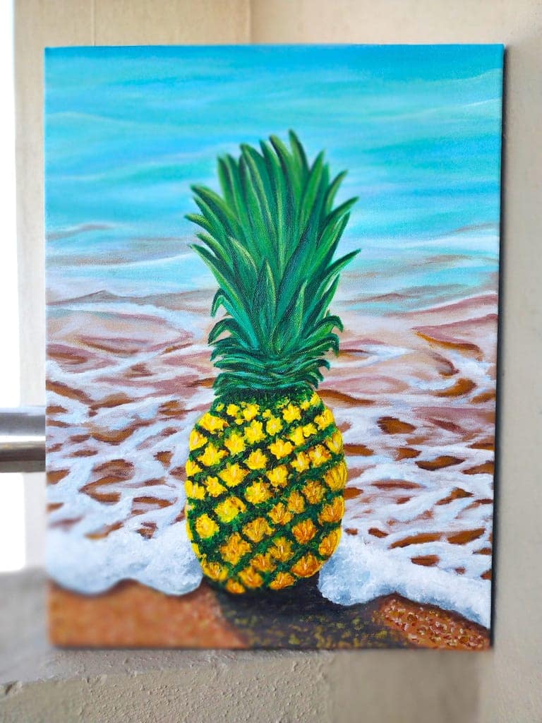 Handmade Acrylic Canvas Painting with in-built frame - "Beach Surprise!" view 2