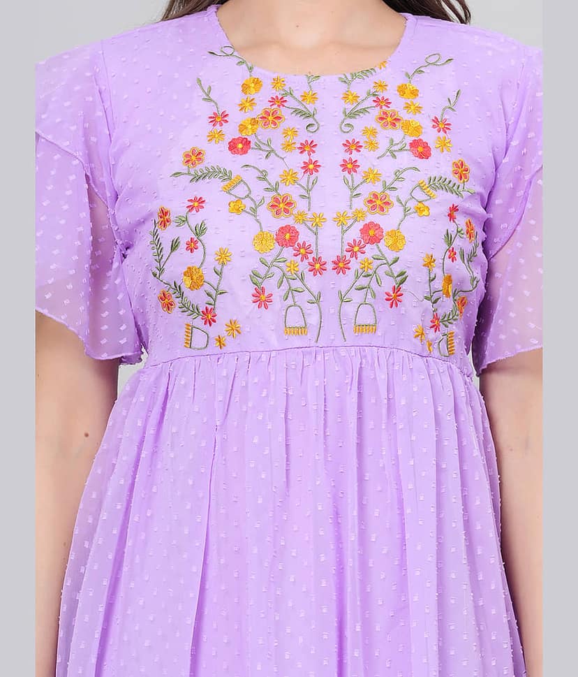 HIGHLIGHT FASHION EXPORT Women Crepe Printed Fit & Flare Dress ( Pink ) view 2