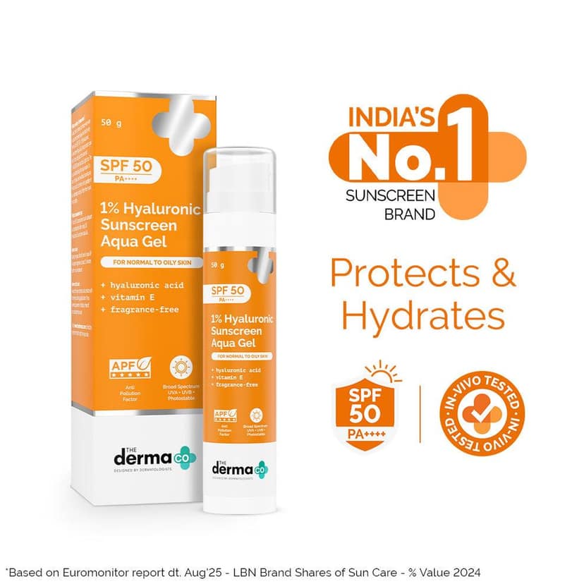 The Derma Co 1% Hyaluronic Sunscreen Aqua Gel SPF50 PA++++