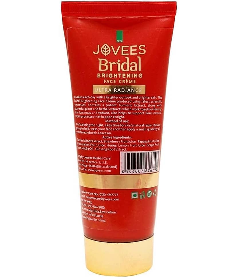 Jovees Herbal Bridal Face Creme For Natural Glow and Brightness Hydrated For All Skin Types 60g view 2