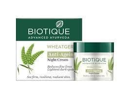 Biotique Anti-Ageing Night Cream - Wheat Germ, Reduce Fine Lines, Lightening Dark Spots, 50 G Carton