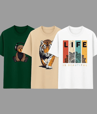 ELBATROSS Men Polyester Slim Fit Printed T-Shirt ( Multicolor5 )