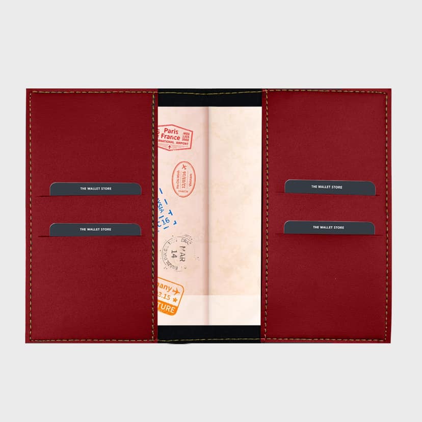The Wallet Store Leather Passport Cover - Red view 2