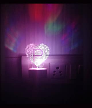 DIONA Night Lamp P Alphabet Heart Shape Bedroom, Living Room, Kids Room