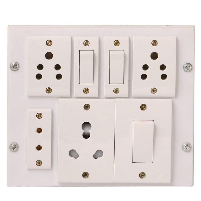INDRICO Power Strip Extension Multi Outlet Board Fitted with 3 Anchor Sockets,One 2 Pin Socket, and 1 Big 15 Amp Plug