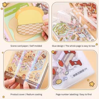 3D Landscape Sticker Book (Multicolor, 30 PET Sheets) | Creative DIY Collage & Scene Building | Craft & Stationery