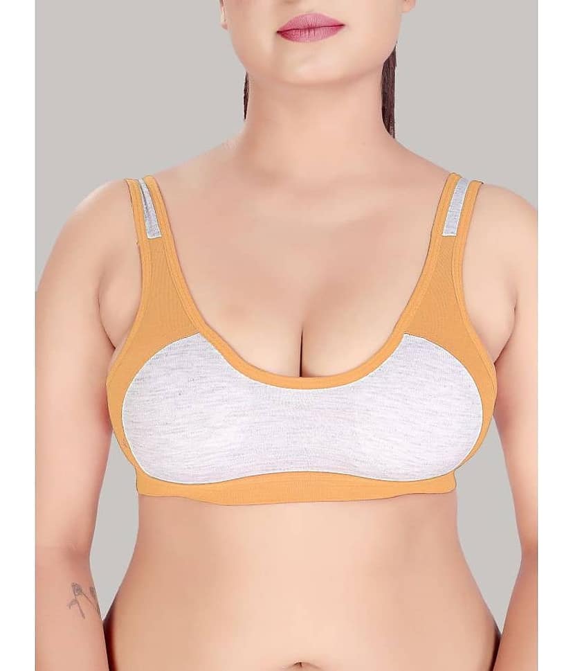 HAYA Cotton Non Padded Women's Everyday Bra ( Beige ) Sports Cotton Non Padded Women's Everyday Bra view 2