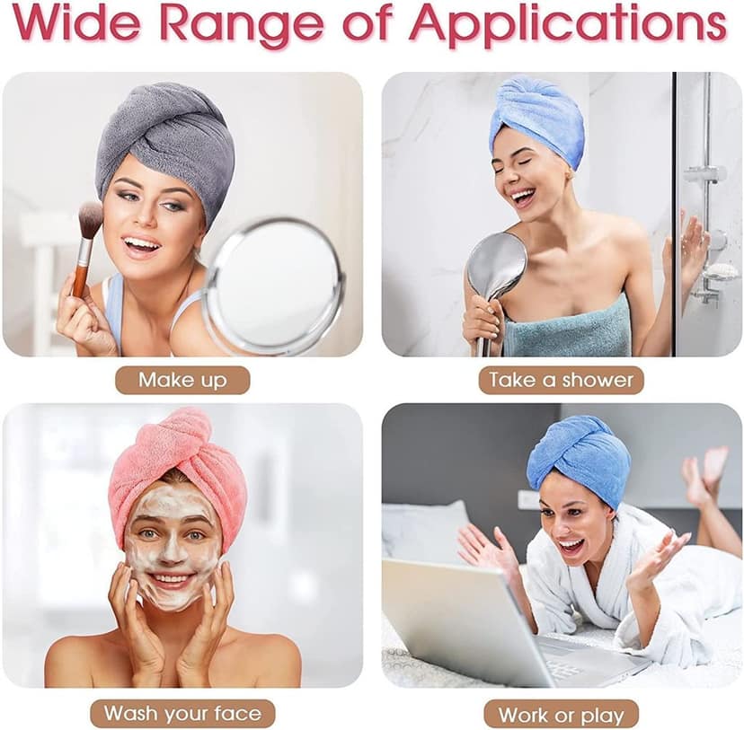 Valencia Quick Turban Hair Drying Absorbent Premium Microfiber Towel/Dry Shower Caps/Bathrobe Hat/Magic Hair Wrap for Women(Multi Color)(Set of 1) view 6