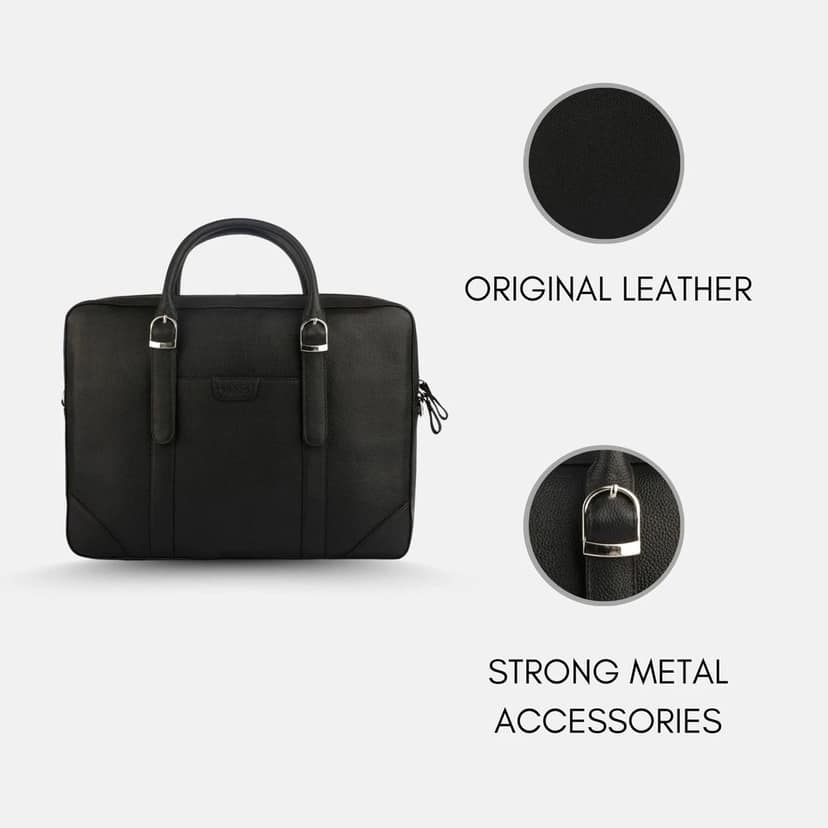 Dominator Leather Laptop Bag Black 15.6 Inch view 7