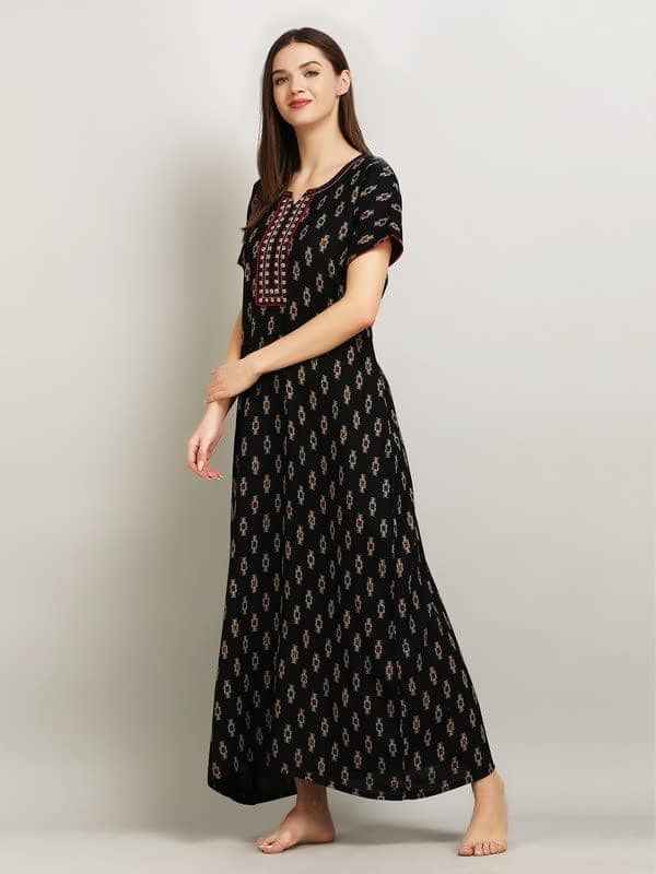 KOI Alpine Nightgown with Floral Embroidery Chocolate Black XL view 3