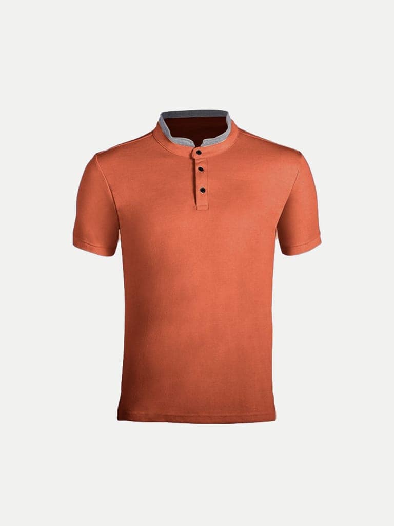 Men Rust Cotton Polo collared T-shirt
