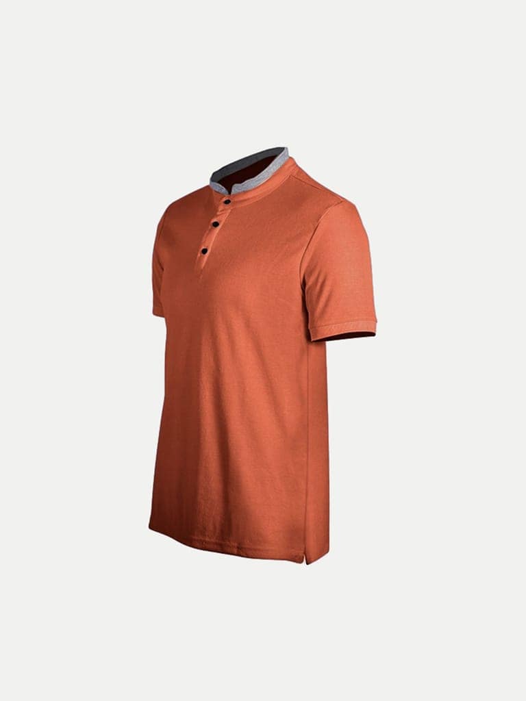 Men Rust Cotton Polo collared T-shirt view 2