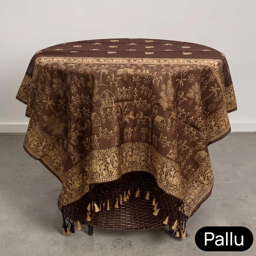 Brown Sambalpuri Baandha Ikat Handloom Cotton Saree with Blouse view 4