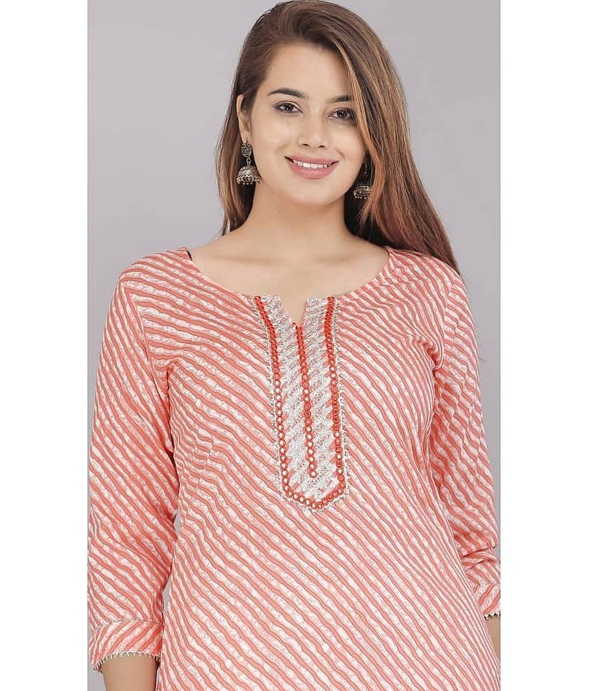 JC4U - Light Blue Cotton Women's Straight Kurti ( Pack of 1 ) view 2
